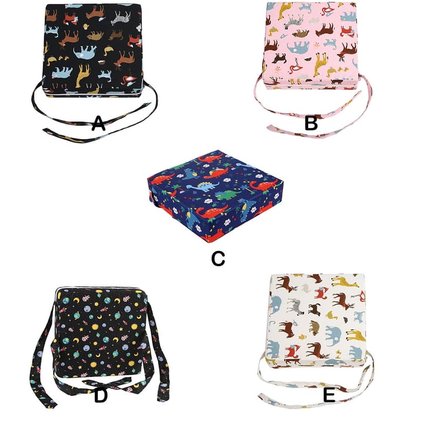 Children Chair Seat Booster Baby Raiser Booster Cotton Linen Cushion Removable Soft Comfortable Feeding Table Toddler Highchair Pad Black