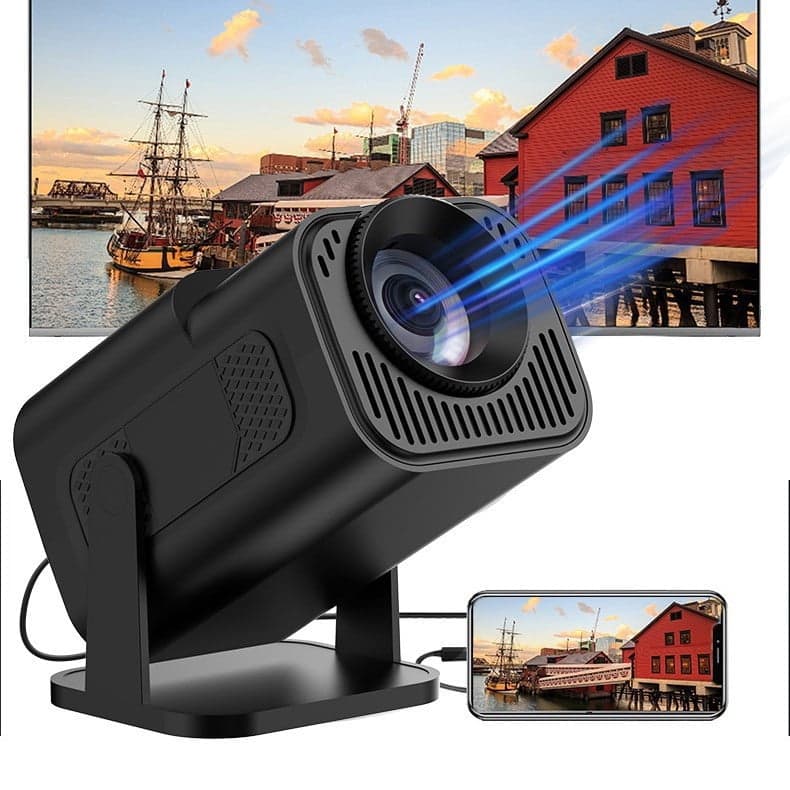 EGNMCR Mini Projector HD With Built In Screen 180 Rotatable Portable Projector Home Outdoor Movie Night Smartphone Laptop Mini Projector