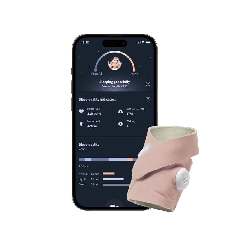 Owlet Dream Sock - Smart Baby Monitor with Sleep Quality Indicators Including Movement, Heart Rate and Average Oxygen Levels