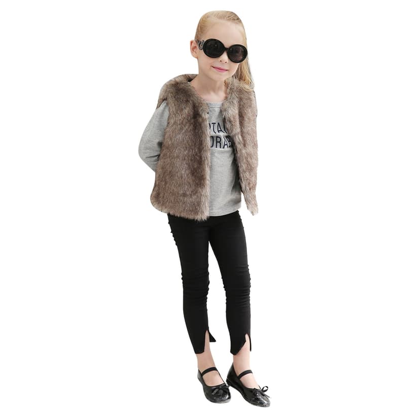 dmqupv Sweater Vest Girls Toddler Kids Girls Winter Warm Fleece Coat Outwear Thick Warm Waistcoat Brown,Size for 2-3 Years