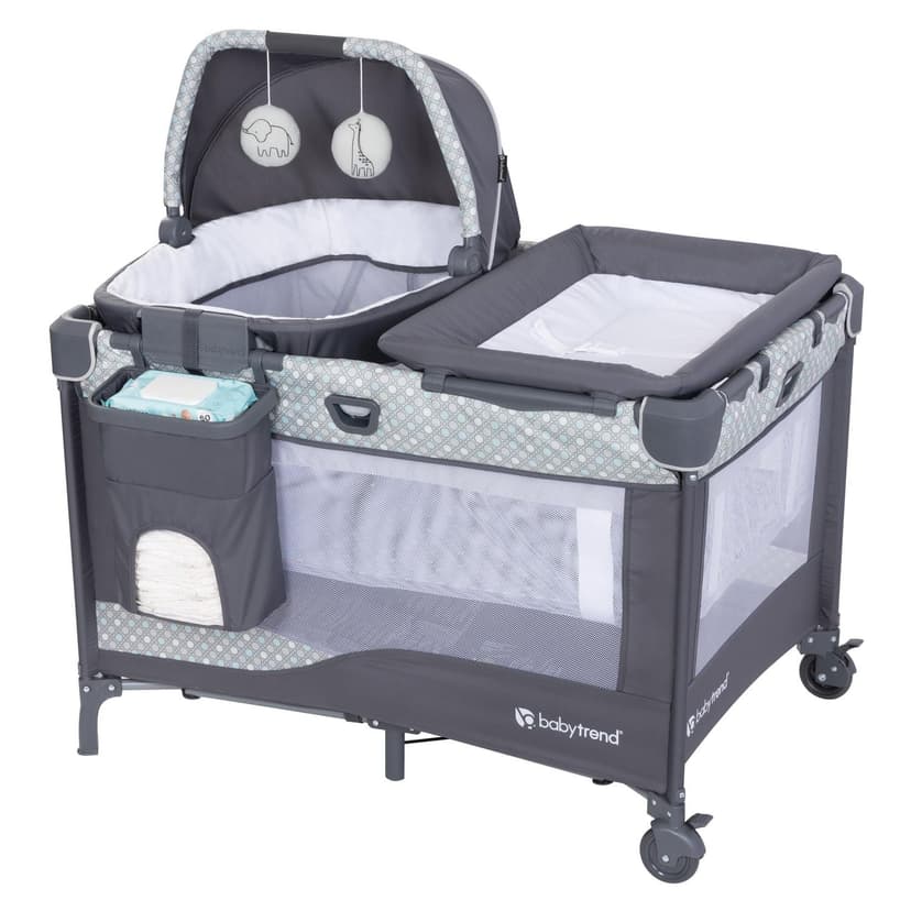 Baby Trend Nursery Den Playard with Rocking Snooze Pod & Flip Over Changer - Use from Birth up to 30 lbs. or 35"