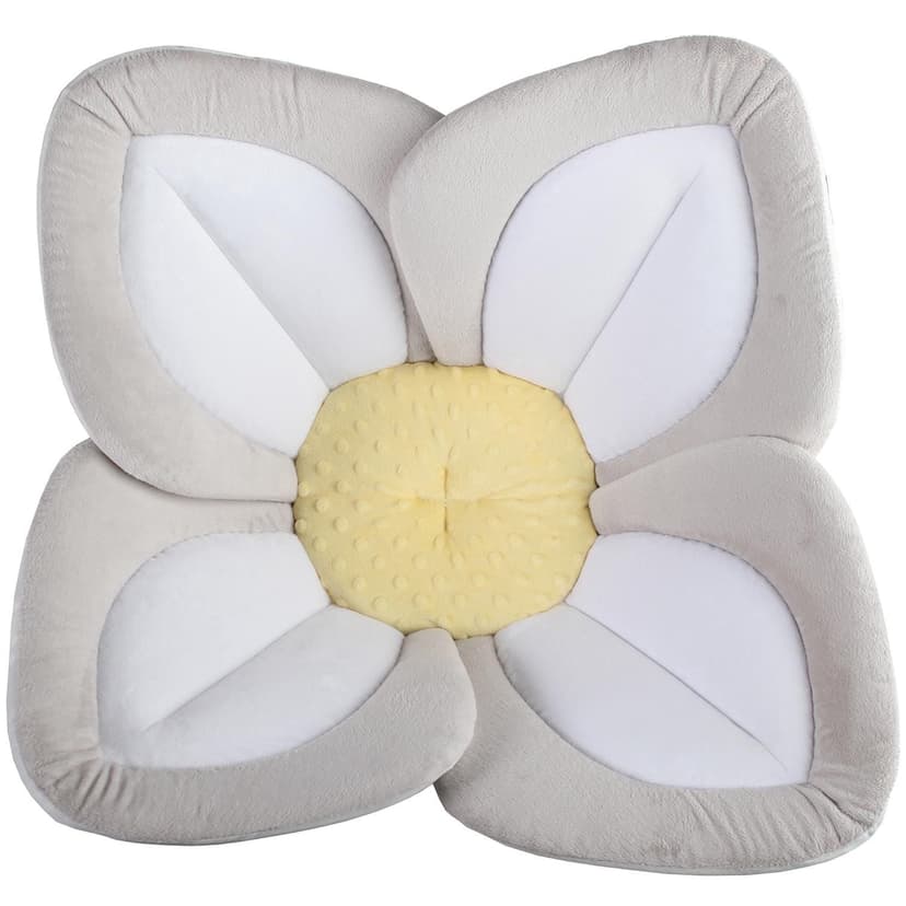Blooming Bath Lotus Baby Bath Seat - Premium Baby Bathtub, Fits Most Sinks - Newborn to 6 Months - Baby Essentials - Baby Gifts - 33" - Grey/White/Yellow
