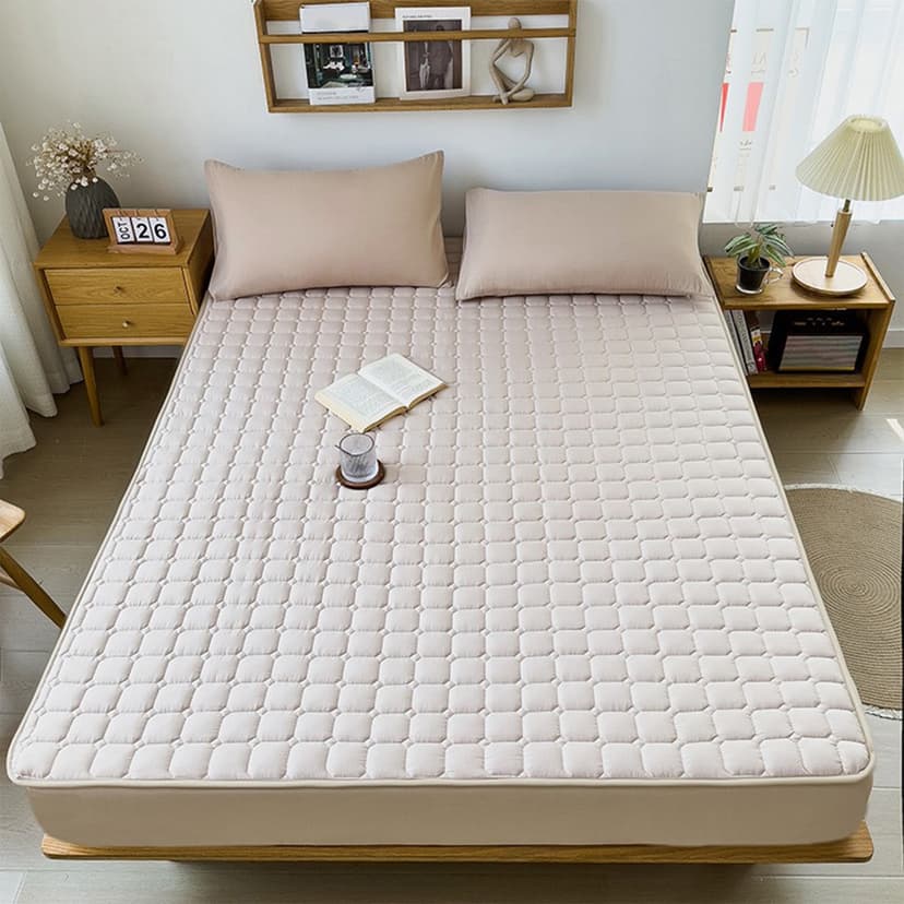 shyuyusa Memory Foam Mattress Topper Queen, Memory Foam Pad with Removable & Washable Cover, Bed Topper for Back Pain, Non-Slip Ventilated Design, Double Bed Size, 200x150cm