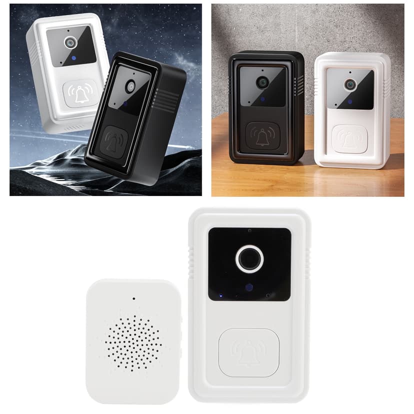 Wireless Doorbell Camera, 2.4G WiFi Video Doorbell 500mAh Battery Voice Changer for Home White