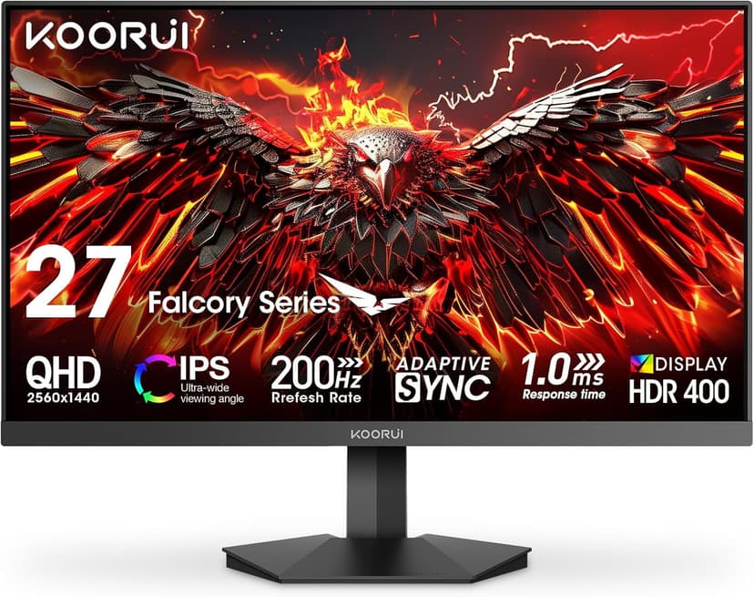KOORUI 27" 2560 x 1440 (2K) 200 Hz IPS Gaming Monitor FreeSync Premium (AMD Adaptive Sync) 95% DCI-P3 G2721P