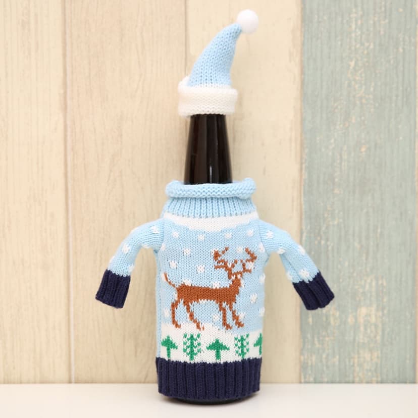 Festive Bottle Sweater Covers Set for Holiday Entertaining and Giving Decorations for Christmas Celebration