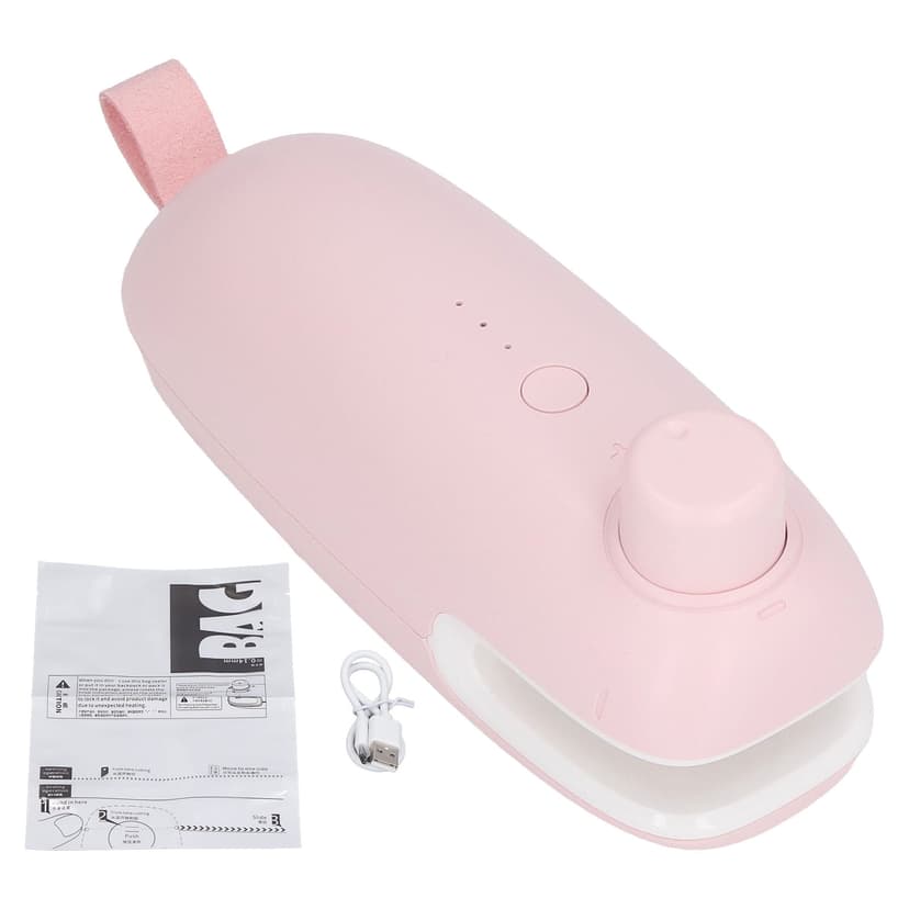 bluebone Mini Scelleuse De Sacs,Scelleuse De Sacs Thermiques,Coupeur De Charge USB,Machine De Découpe De Scellage,Outil Portable,Scelleuse Sous Vide Thermique Pour un Meilleur Stockage(Rose)