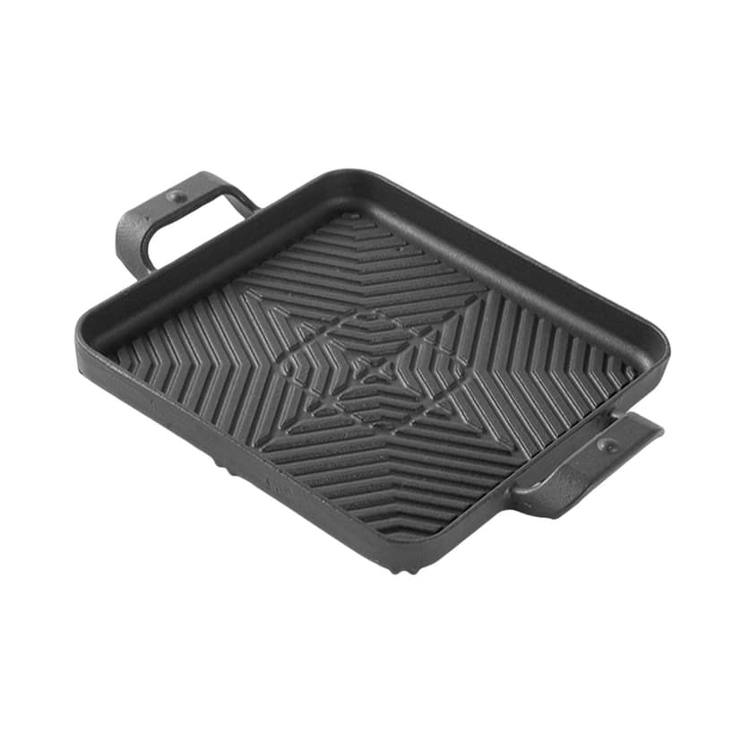 GROWTH TANK Cast Iron Square Grill Pan Barbecue Grill Plate for Indoor Outdoor BBQ Steak 22x22cm