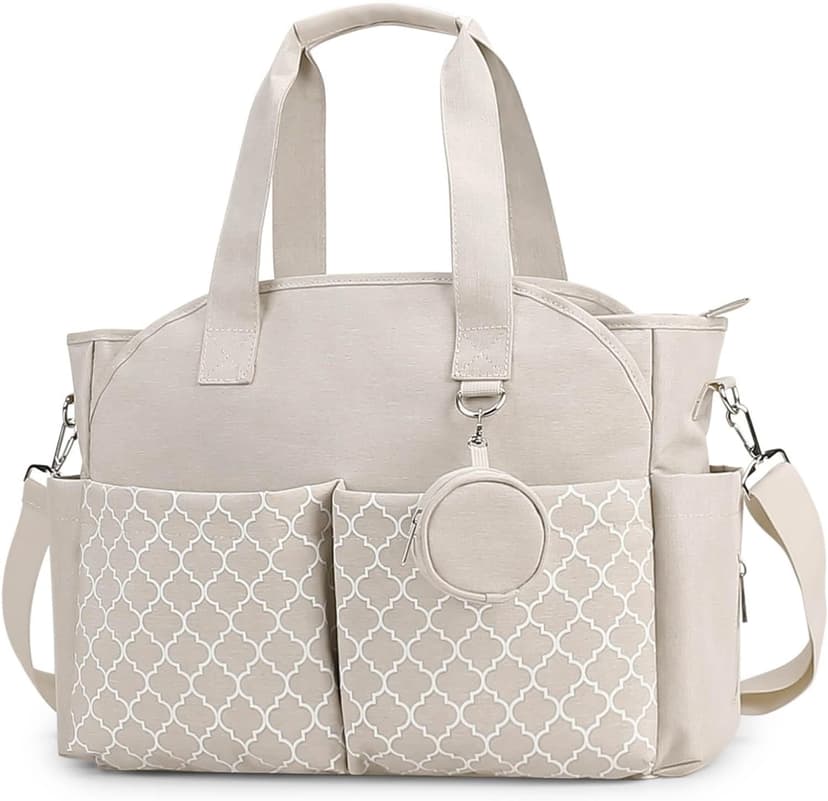 Diaper Bag Tote, Large Travel Baby Diaper Bag with Insulated Pockets, Waterproof Baby Nappy Changing Bag for Mom