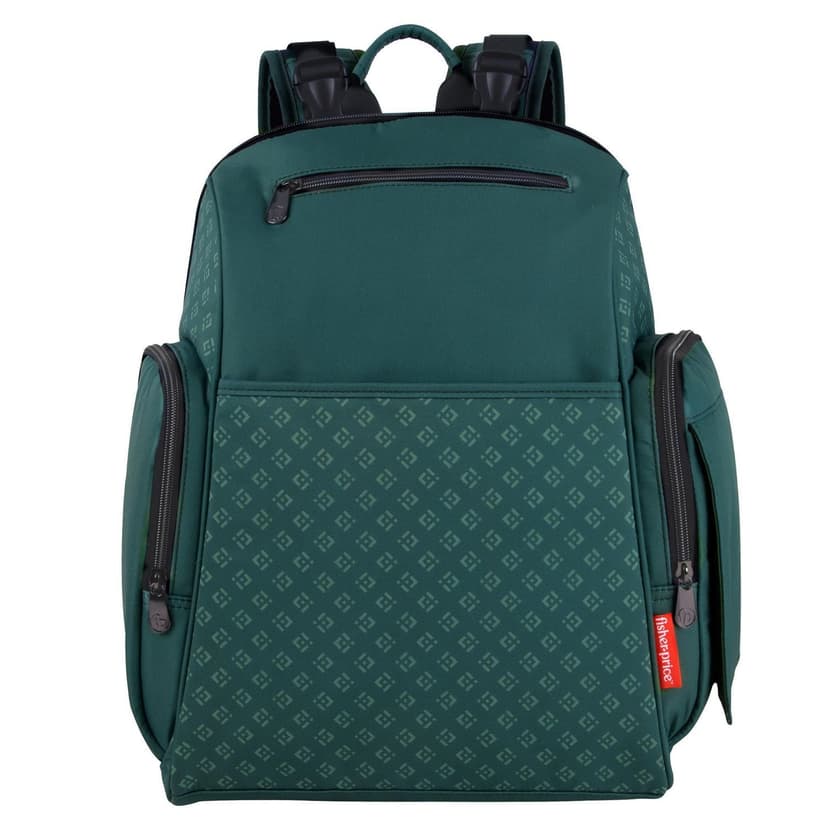 Fisher-Price Fast Finder Gemma Fashion Diaper Bag Backpack with Matching Changing Pad, Insulated Bottle Pocket and Baby Wipes Dispenser for Newborn baby, Infants & Toddlers in Emerald Green