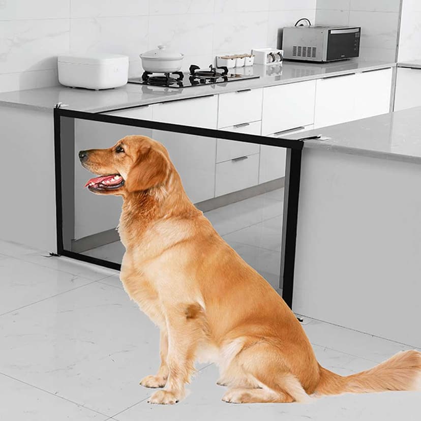 Pet Mesh Fence Retractable Adjustable Baby Retractable Animal Net Barrier Door Net Barrier Kitchen Bedroom Guard Indoor Punch Free Wall Sticky Removable 100x78CM