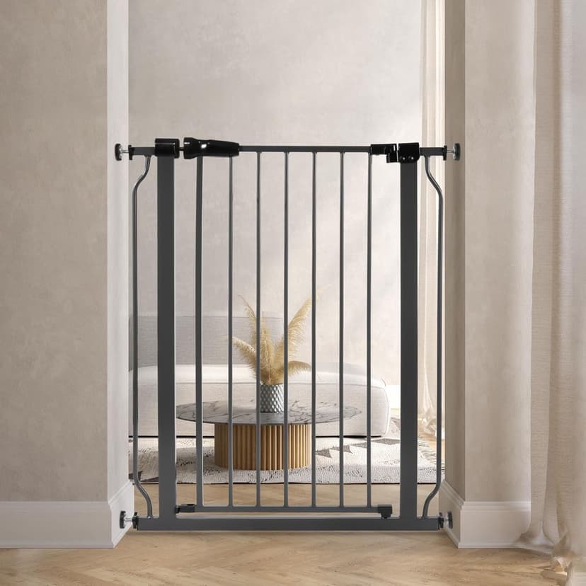 BalanceFrom Easy Walk-Thru Baby Safety Gate for 29.1”-33.8” Opening, 36” Tall, Graphite