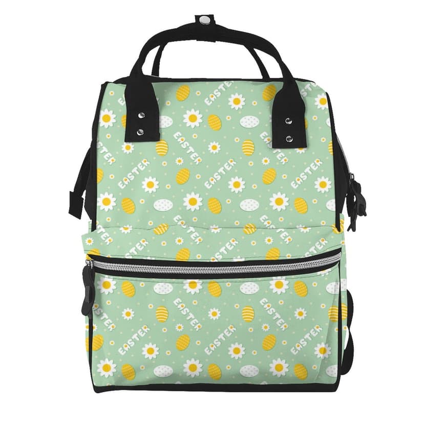 Disketp Easter with eggs and flowers for Large Capacity Multi-pocket Baby Bag, Multifunctional Travel Backpack Diaper Bag, Care Bag, Unisex, Fashionable and Durable