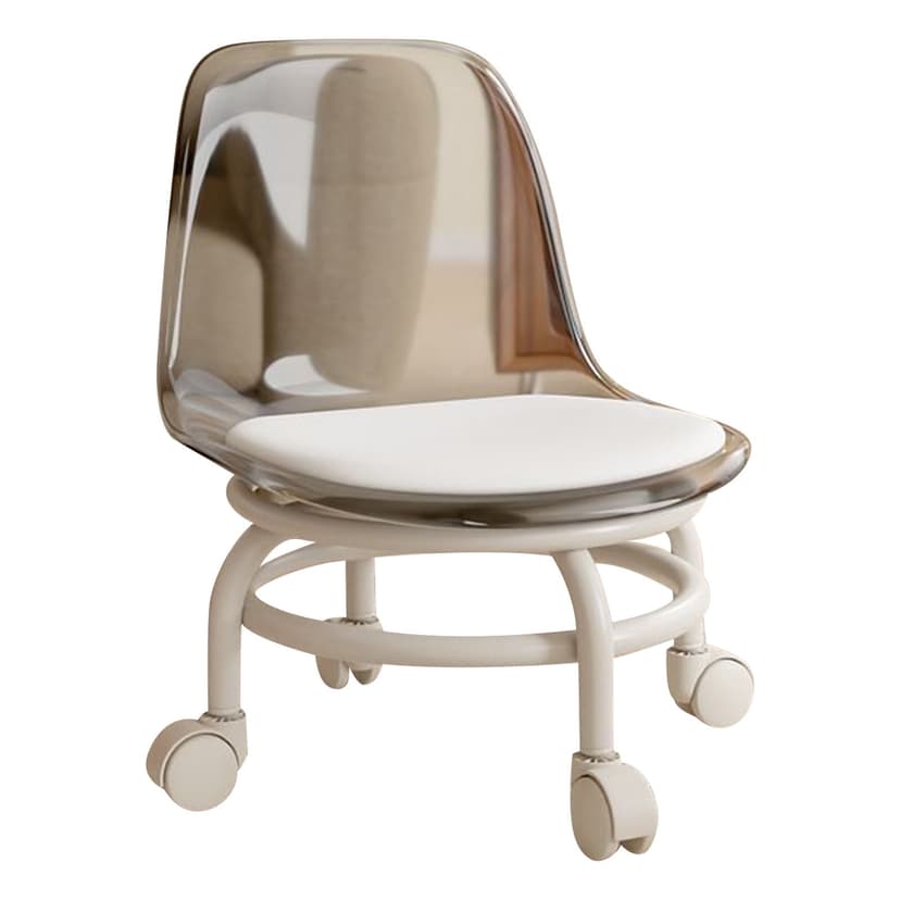 Folding Chair Category Rolling Stool with Backrest for Home Salon and Garage - Portable 360° Rotating Wheels Comfortable Foam Cushion Easy Transport -Use Utility Seat