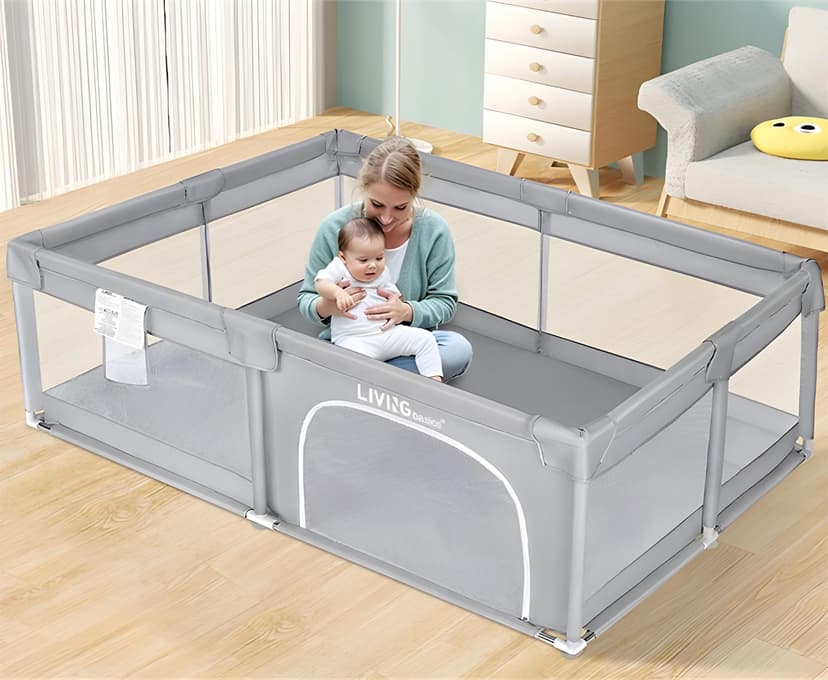Baby Playpen, Extra Large 73"x61" Playard Baby Gates for Toddler, Kids Safety Activity Center, Infant Playpen Baby Fence with Door