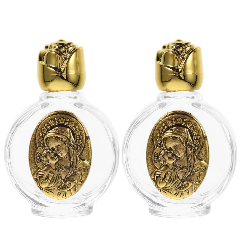 MasteelfCA 2pcs Holy Water Bottle Decorative Bottles Festival Glass Baptism Decorations Random Pattern