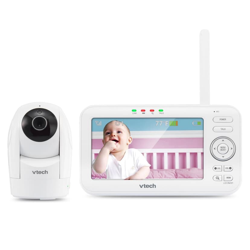 VTech VM5262 5” Digital Video Baby Monitor with Pan & Tilt Camera, Full Color and Automatic Night Vision, White