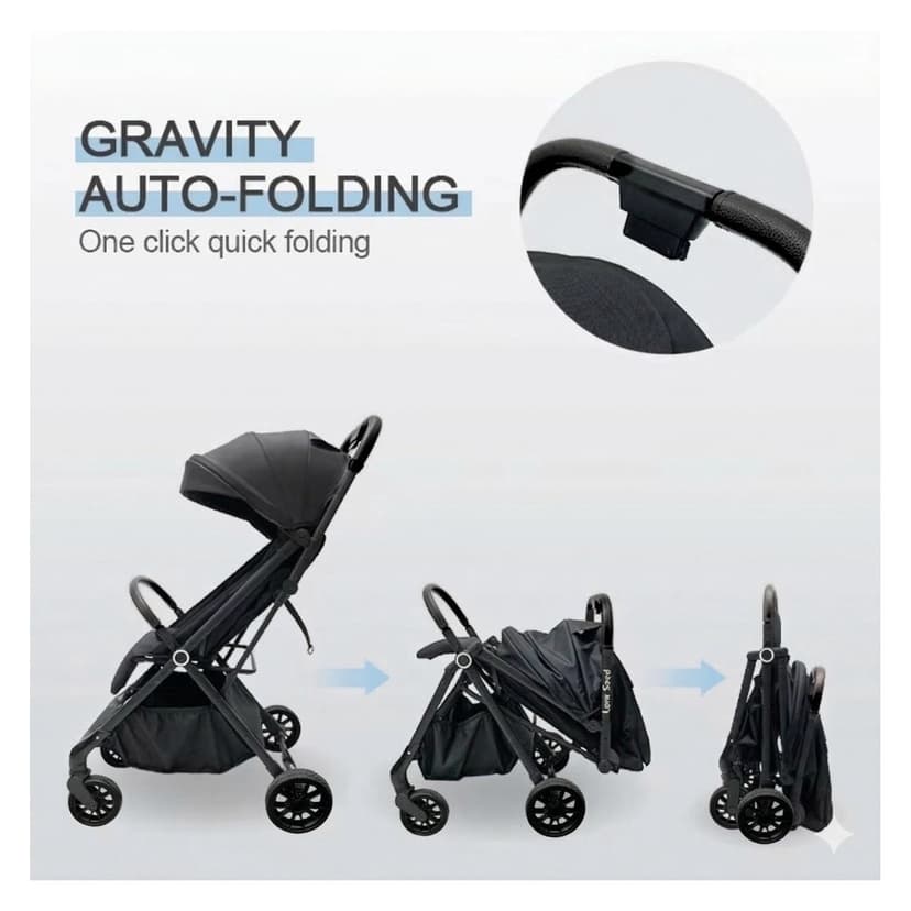 Boobeyeh Lightweight Baby Stroller S2 – Compact Travel Stroller with Auto Fold