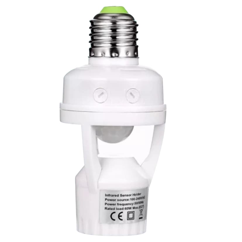 Motion Sensor Light Socket, Safe Adjustable Button Screw Bulb Control Switch Infrared Induction High Temperature for Garage