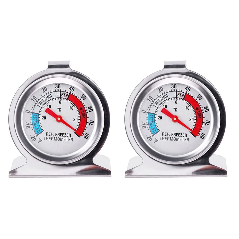 Mistaha Refrigerator Thermometer -20℃~20℃/-20℉~80℉ Stainless Steel Classic Fridge Thermometer Large Dial with Red Indicator Thermometer