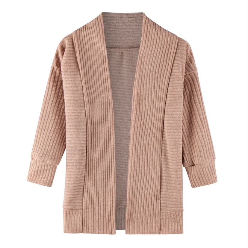 ManxiVoo Girls Long Sleeve Knitted Cardigan Open Front Solid Sweater Coat for Fall and Winter Toddler Kids Baby 90 Size Khaki
