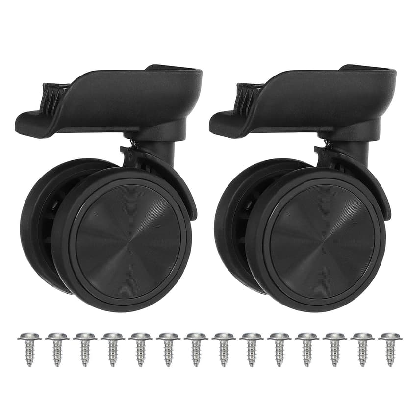 Uxcell 1 Pair Luggage Wheels Replacement Suitcase Wheels Caster Repair for Luggage Swivel Wheel Black (1.2"x1.3"x1.3"x1.2"x0.98")