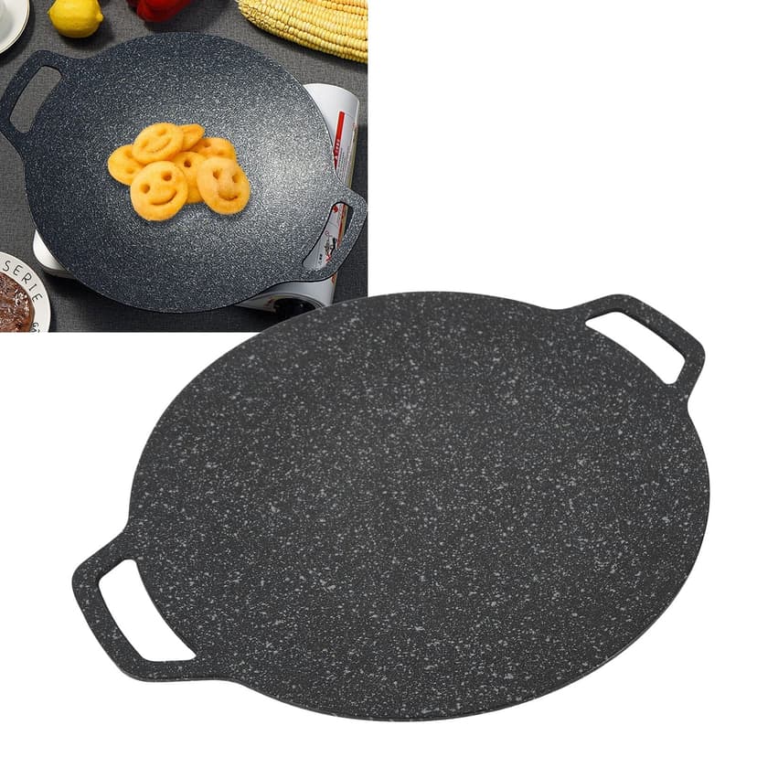 BBQ Grill, Non Stick Comfortable Korean BBQ Grill Pan Durable Aluminum Stone Coating Round High Thermal Conductivity Easy Clean Barbecue Griddle Suitable Indoor