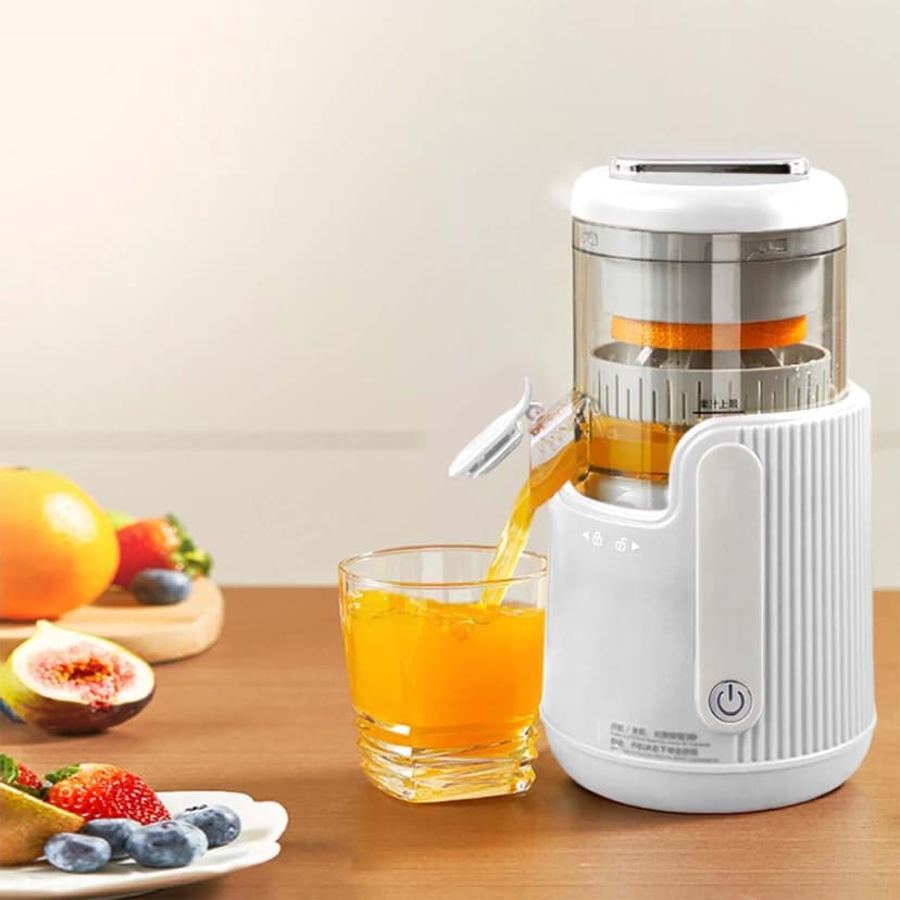 Feltree Electric Masticating Juicer with 360° Motor, USB Rechargeable Citrus Press for Lemon, Orange, and Fruits, Leakproof Spout & Easy Cleaning