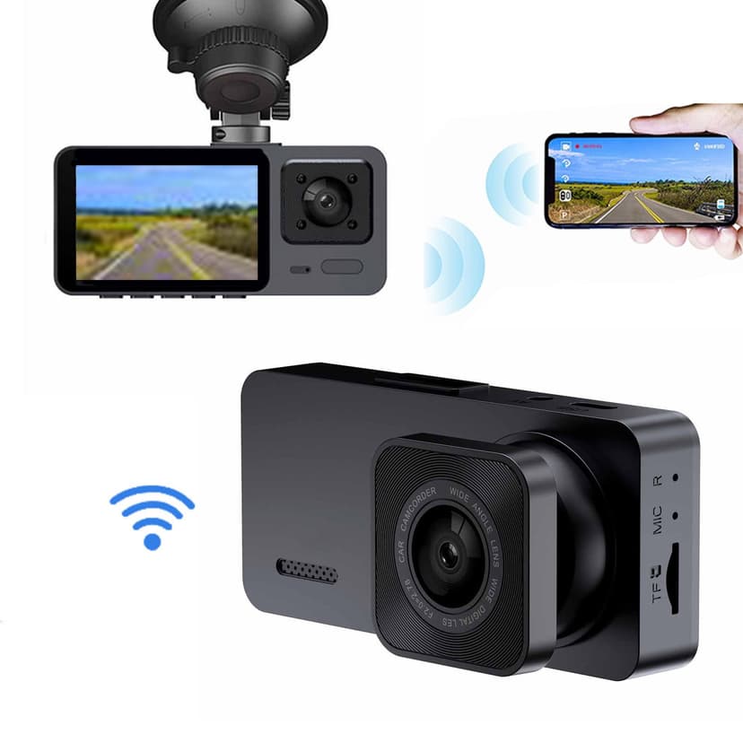 Tunhigl Dash Cam Front And Inside 1080P Dash Camera For Cars IR Night Vision Car CameraAPP WiFi Control