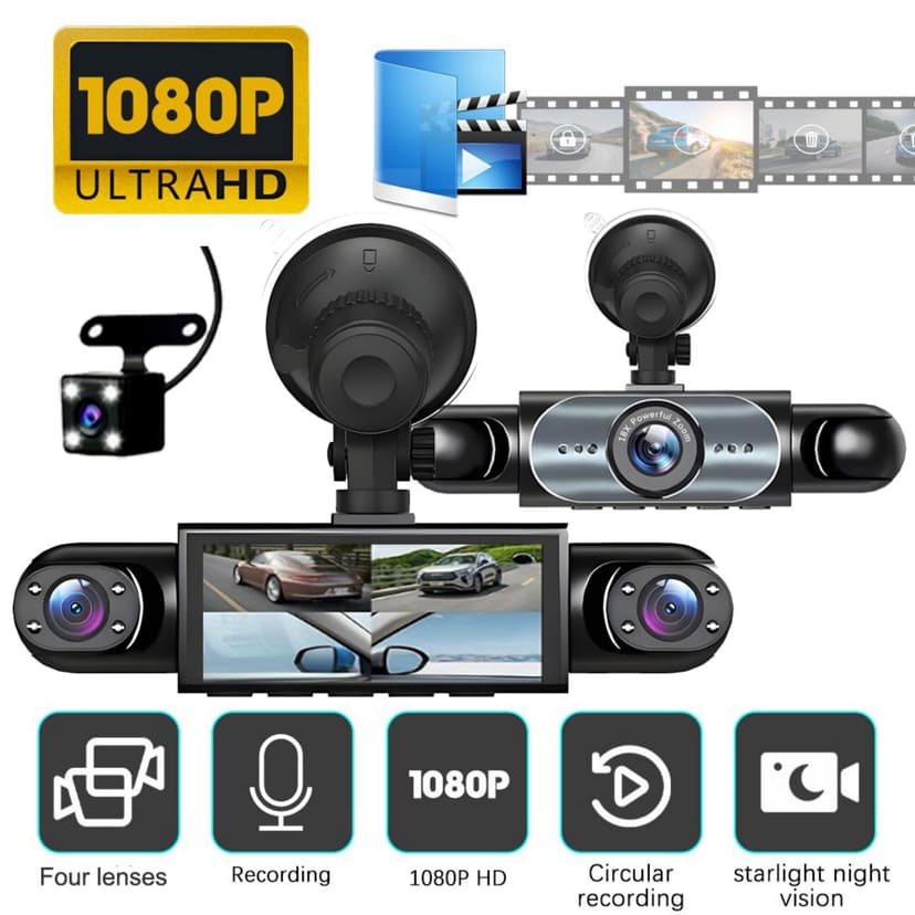 Dash Cam under $5! Yannianjz 360 Degree Car Dashcam System, 4 Channel 1080P Full HD Recording, Infrared Night Vision G-Sensor, Loop Recording Vehicle Security Camera