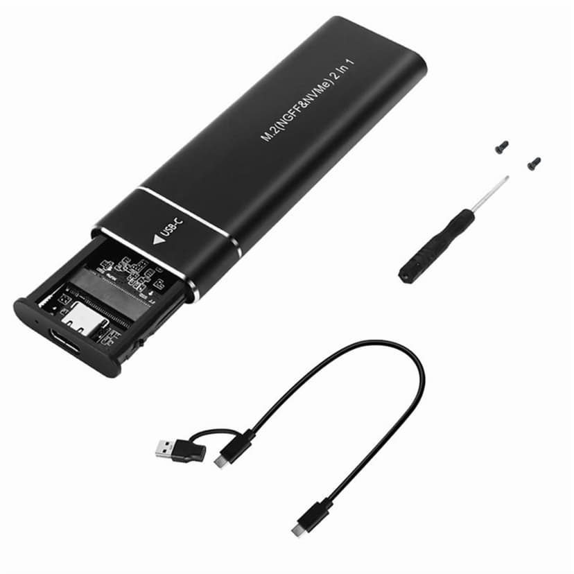 M2 SSD Case M.2 NVMe SATA SSD Enclosure USB 3.1 Type C Gen2 10Gbps Tool Free M.2 NVMe NGFF Solid State Drive Box Black