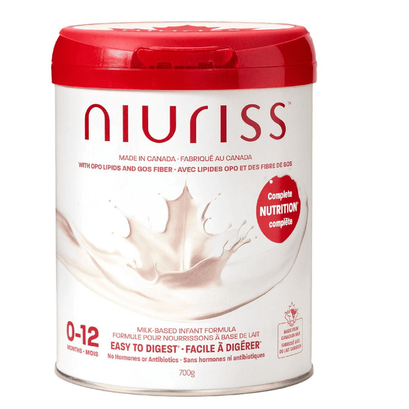 Niuriss Infant Formula Powder – Made in Canada – Complete Nutrition with OPO Lipids, GOS Fiber, and Canadian Milk (No Hormones and No Antibiotics) – 0-12 Months, 700g
