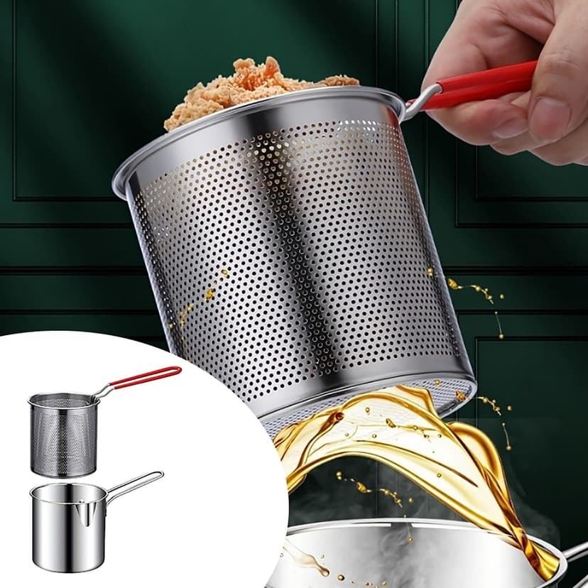 Stainless Steel Mini Deep Fryer for Home Use Compact Oil Saving Tableware and Efficient Cooking