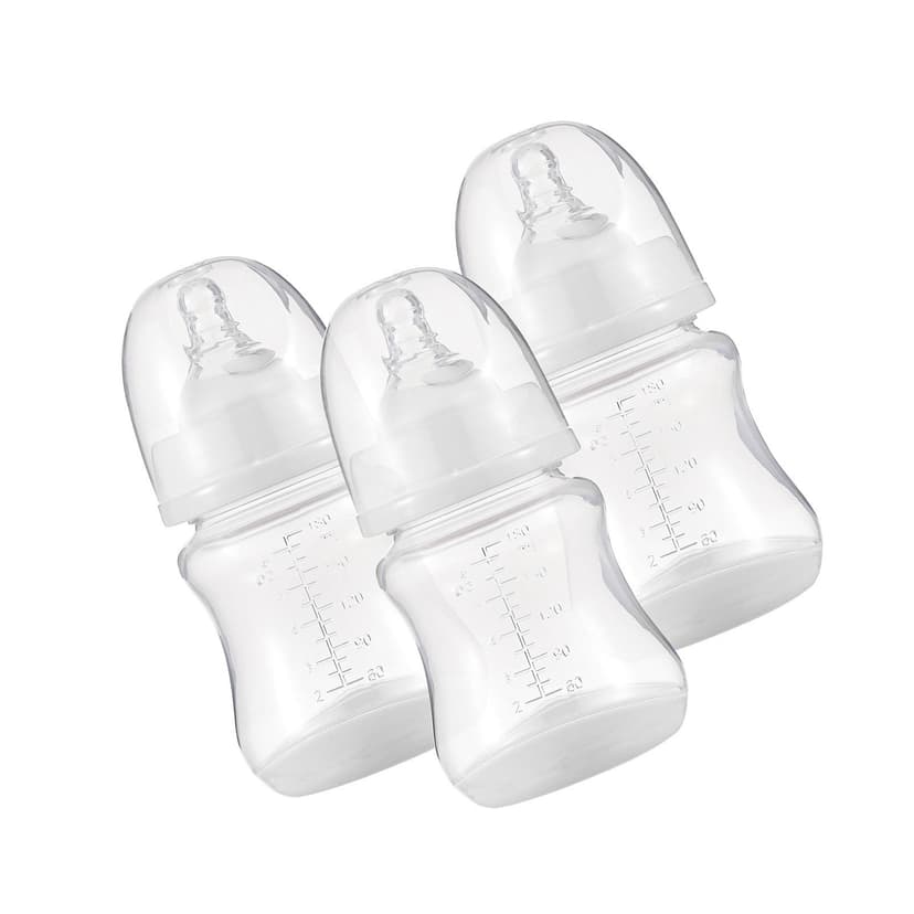 For Baby Bottles with Silicone & Storage Cover Breastfeeding Bottles for Baby PP Milk Storage Bottles 180ml Capacity Baby Feeding Bottles Baby Essentials, White