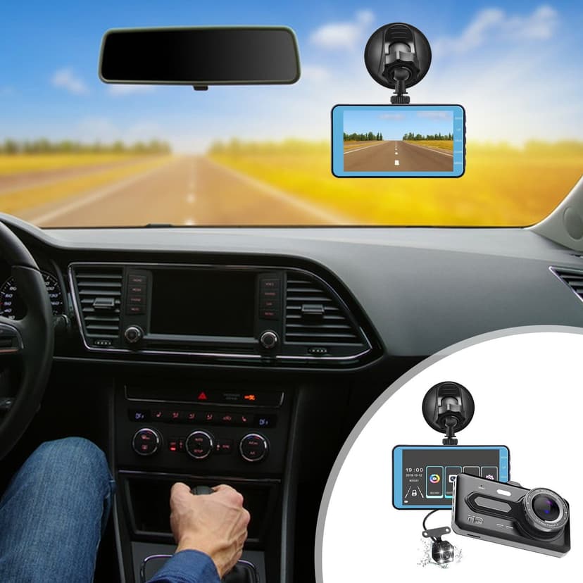 TACILIP Car Accessories, 4-inch Dash Cam with Front and Rear Duals Lens High-definition 1080P Reverse Dvr In Multiple Languages, Housewarming Gifts