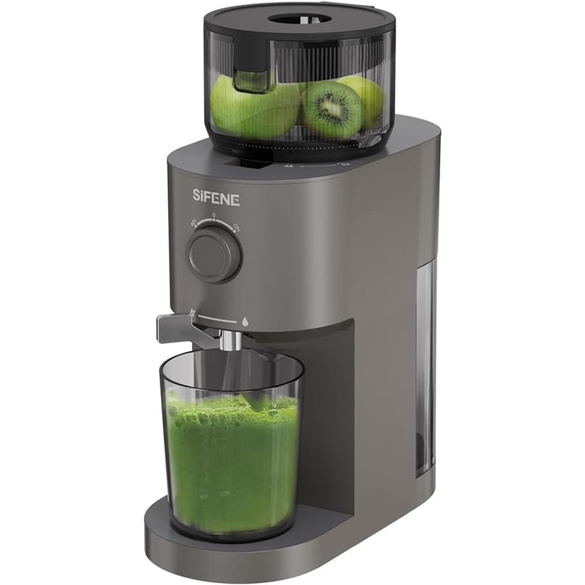 SiFENE 100W Cold Press Juicer Machines with 5.2" Extra Large Feed Chute For Whole Fruits & Vegetables, Slow Masticating Juicer, Easy to Clean, Gray