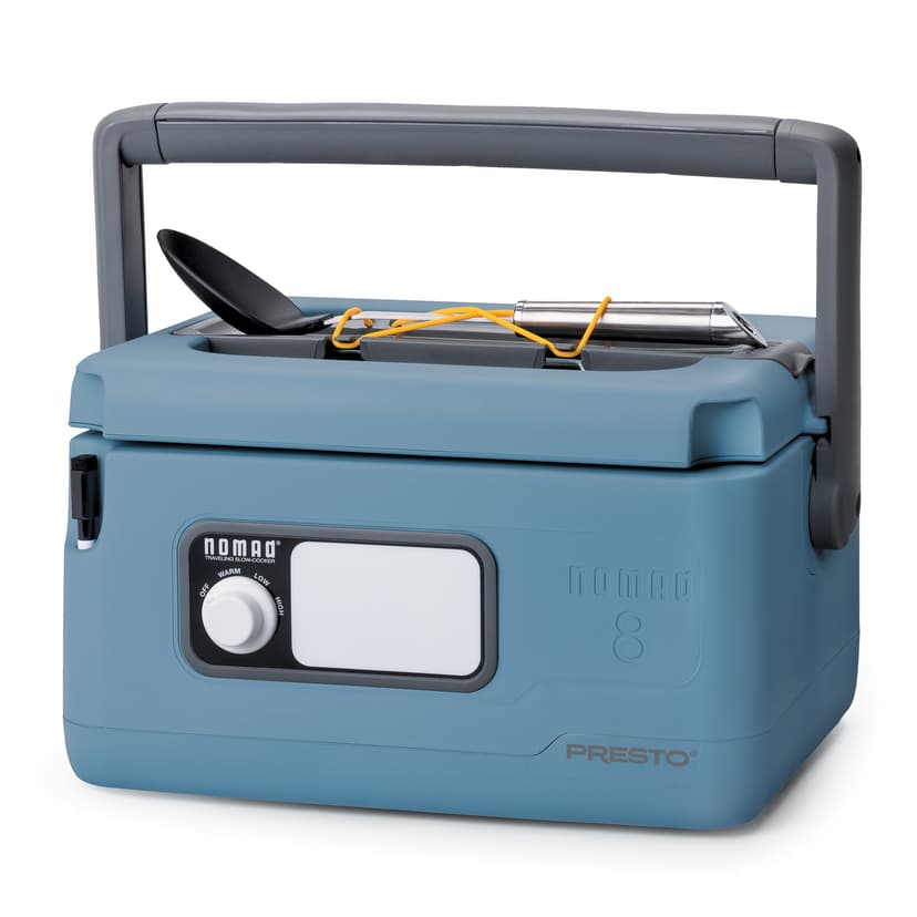 Presto 06017 8 Qt Nomad Portable Electric Slow Cooker and Locking Lid, Blue
