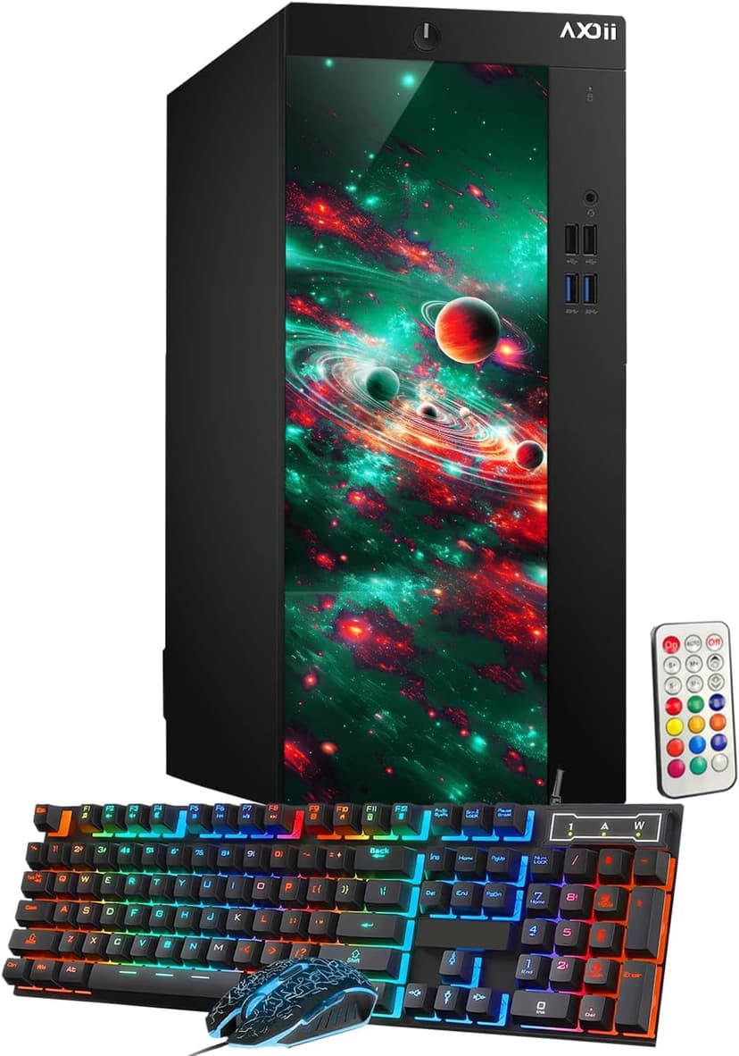 AXOII Custom RGB Desktop PC Tower, Intel Core i5 Processor 16GB RAM 256GB SSD WiFi Bluetooth, 4K Support HDMI DisplayPort, Windows 11 Pro Refurbished