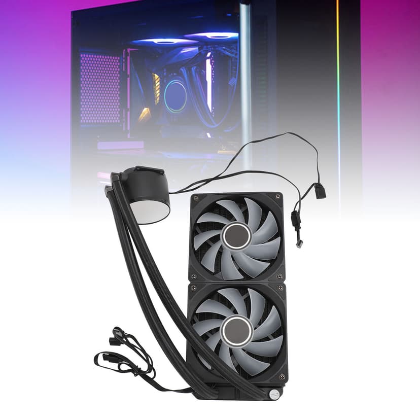 240mm AIO CPU Liquid Cooler, CPU Water Cooler AIO Cooler for LGA2066 2011 1151 1150 1155 1156 1200 1700,Adjustable PWM Temperature Control Integrated CPU Cooler, Dual 120mm PWM Fan