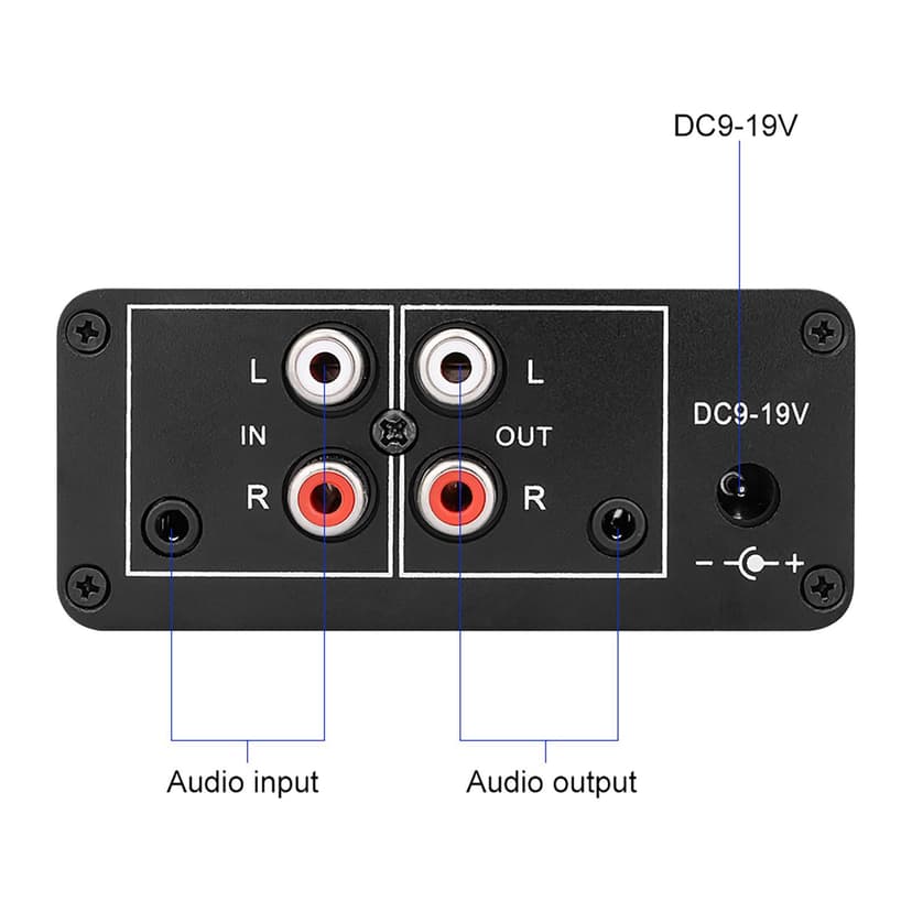 NATEFEMIN Versatile Audio Preamplifier for Home Entertainment Connects to Speakers, Sound Blasters, AV Receivers, Powers 9-19V DC