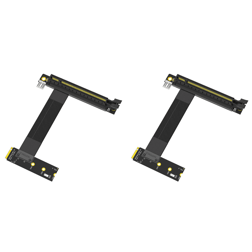 2X M.2 NGFF Key M to PCI-E 16x Graphics Card Riser Adapter Card,Nvme to PCI-Express 16X Extension Cable(Right Direction),2 x Graphics Card Riser Adapter Card,Black