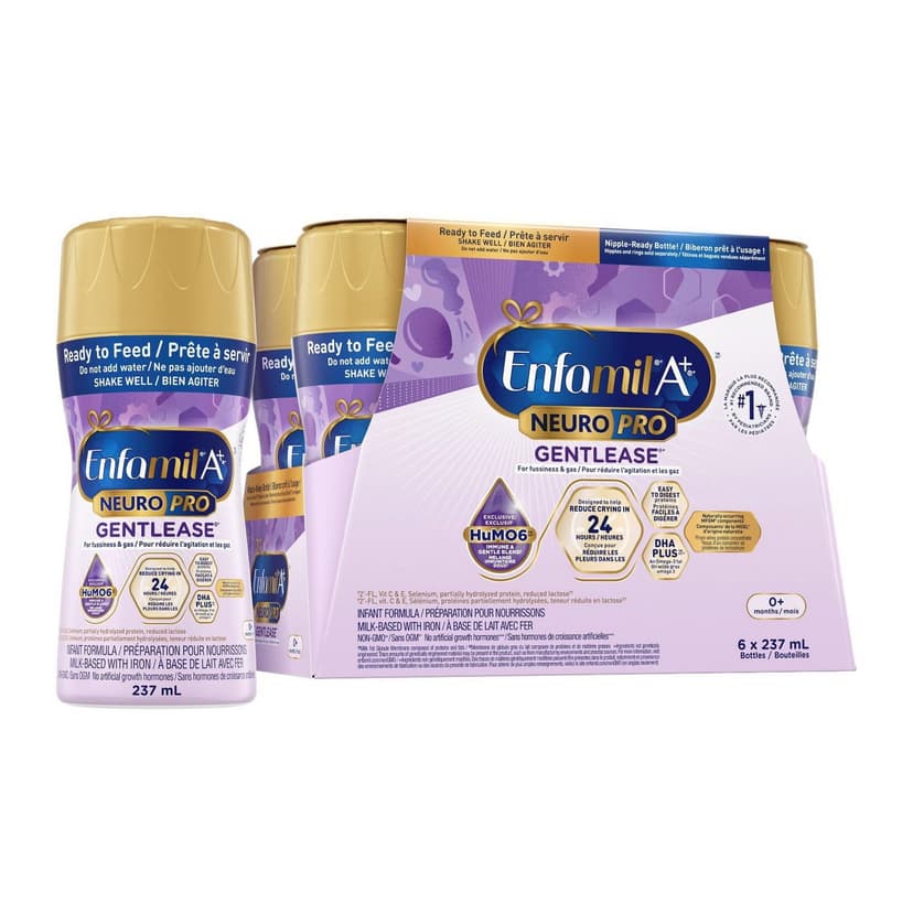 NeuroPro‚Ñ¢ Gentlease, Baby Formula, Infant Formula, 0-12 months, 6x235mL Ready to Feed Bottles