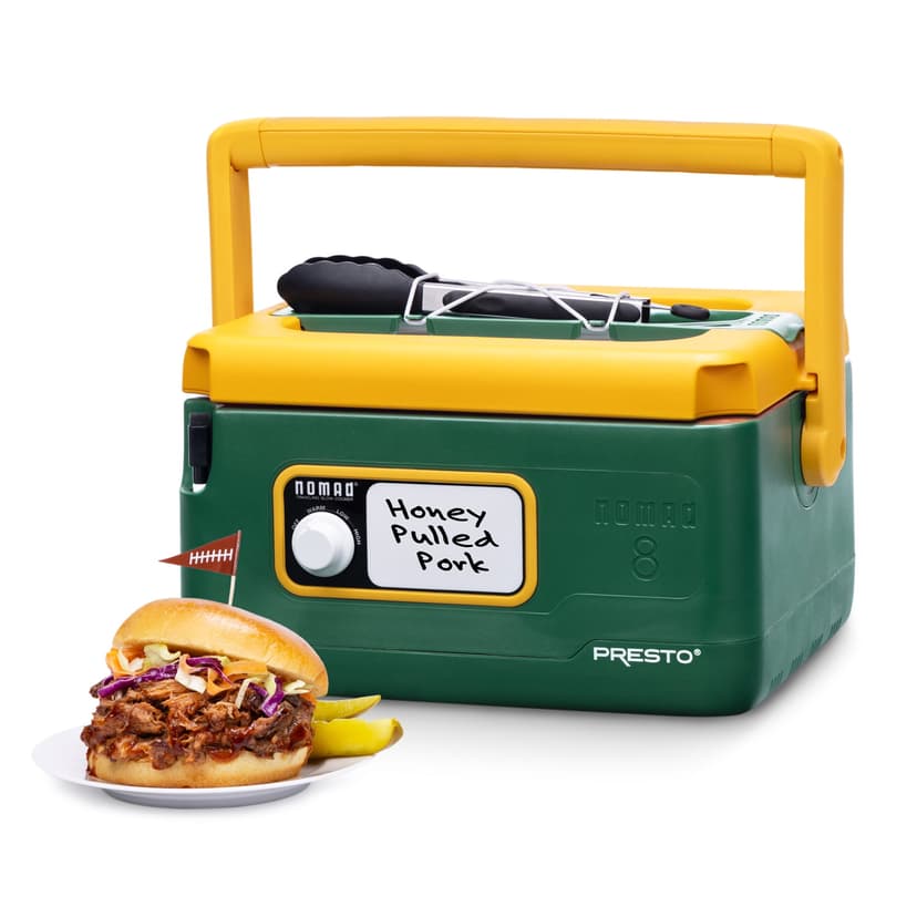 Presto 8 Quart Nomad Portable Electric Slow Cooker, Locking Lid, Green/Gold