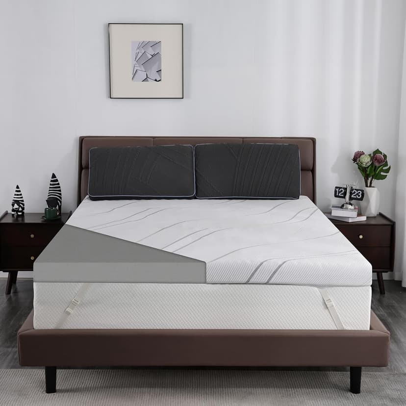 Ultra Firm Mattress Topper Queen Size, 3 Inch Extra Firm Mattress Pad for Pain Relief, High Density Support Bed Topper with Removable & Washable Cover, CertiPUR-US, No Smell
