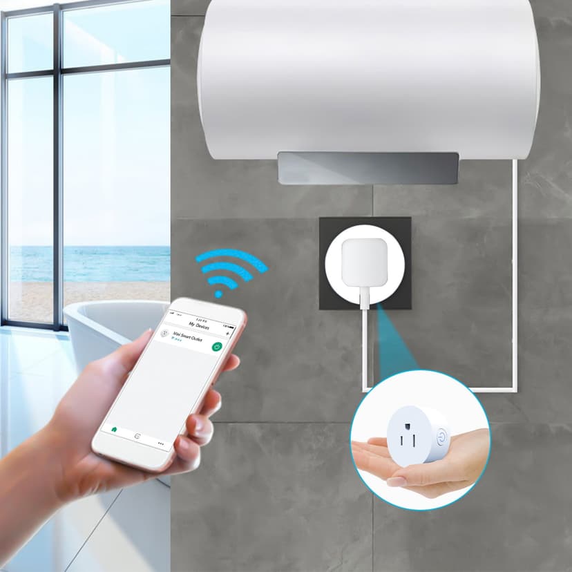 EGNMCR WiFi Smart Plug With Remote Control & Timer Function & Power Consumption Statistics Work With Alexa & Google Assitant 10A Smart Socket 2.4G Wi-Fi On-ly, Gift