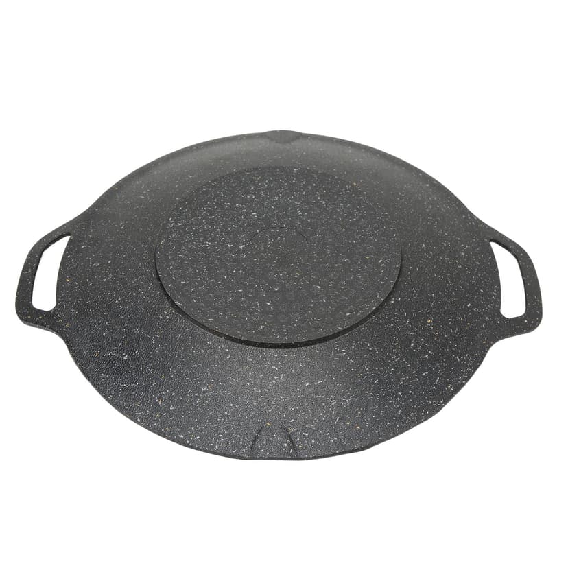 Korean BBQ Grill, Korean Grill Pan With Non Stick 6 Layer Coating Round BBQ Griddle For Indoor Outdoor Cooking Black