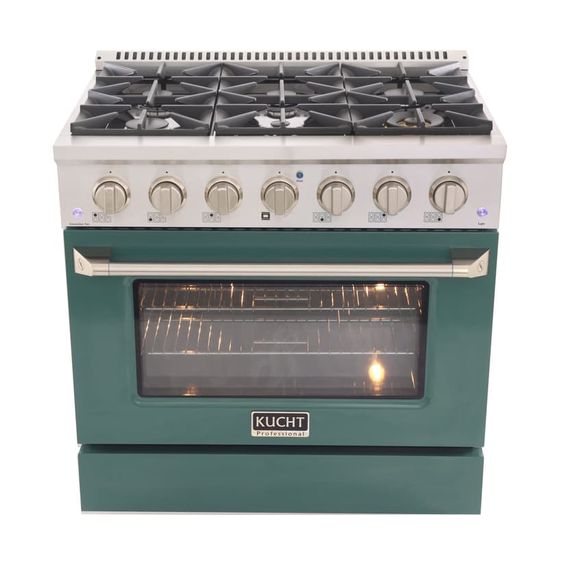 KUCHT Professional 36 in. 5.2 cu. ft. Gas Range with Convection Oven and Green Door