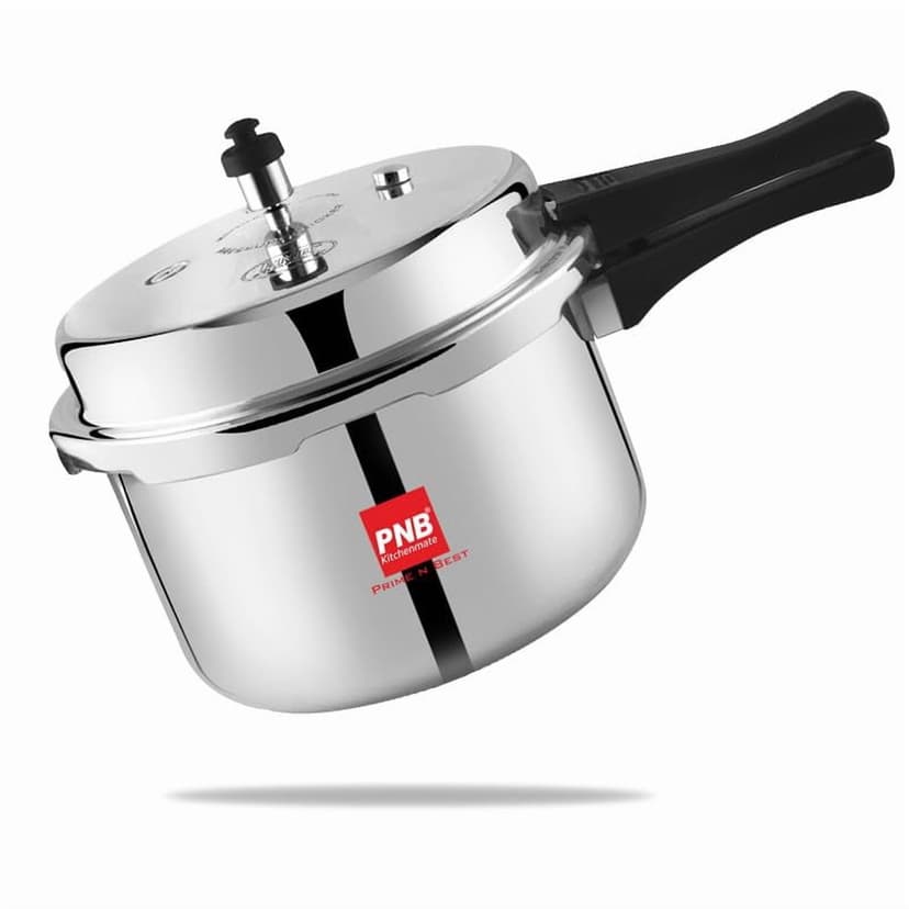 Kitchenmate Annapurna Aluminium Pressure Cooker With Outer Lid - 3 Liters, Silver, 4mm Thickness | Heavy Gauge Gas Stove Cooker With Glossy Finish - Durable, Heat Resistant