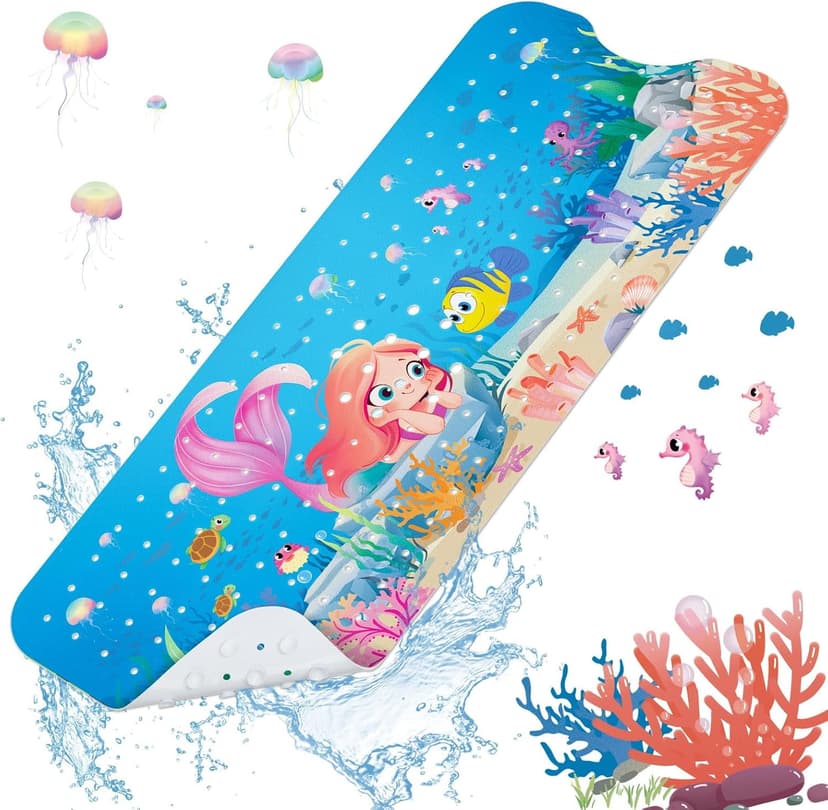 Baby Bathtub Mat for Girl Kid Shower Mat Extra Long Mold Machine Washable xcm