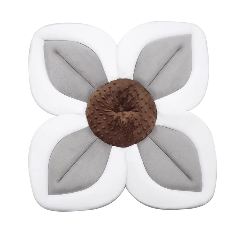 Newborn baby bath cushion | Soft flower petals for sink, bathtub, shower gift (grey, 80 x 80 x 2.5 cm)